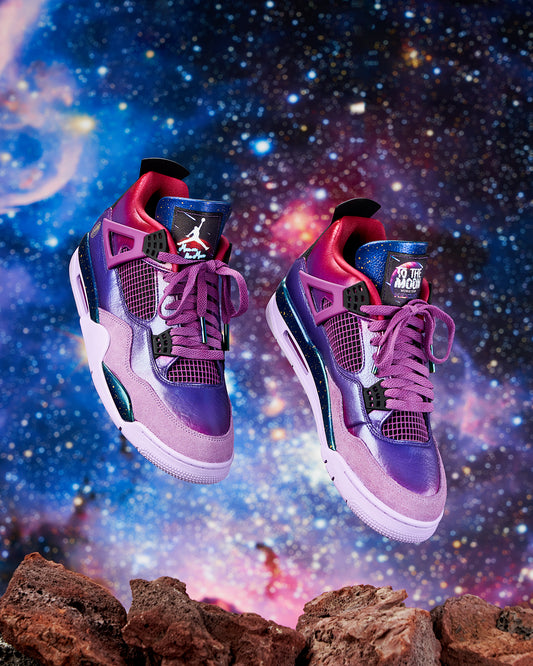 Custom Jordan 4s for Kid Cudi by Vick Almighty and RESHOEVN8R. 