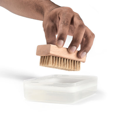 Sneaker cleaning using Reshoevn8r brush set and bowl combo