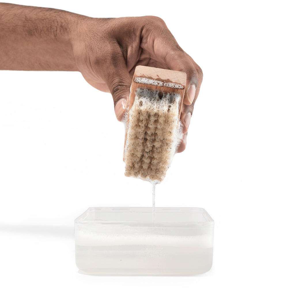 Sneaker cleaning using Reshoevn8r brush set and bowl combo