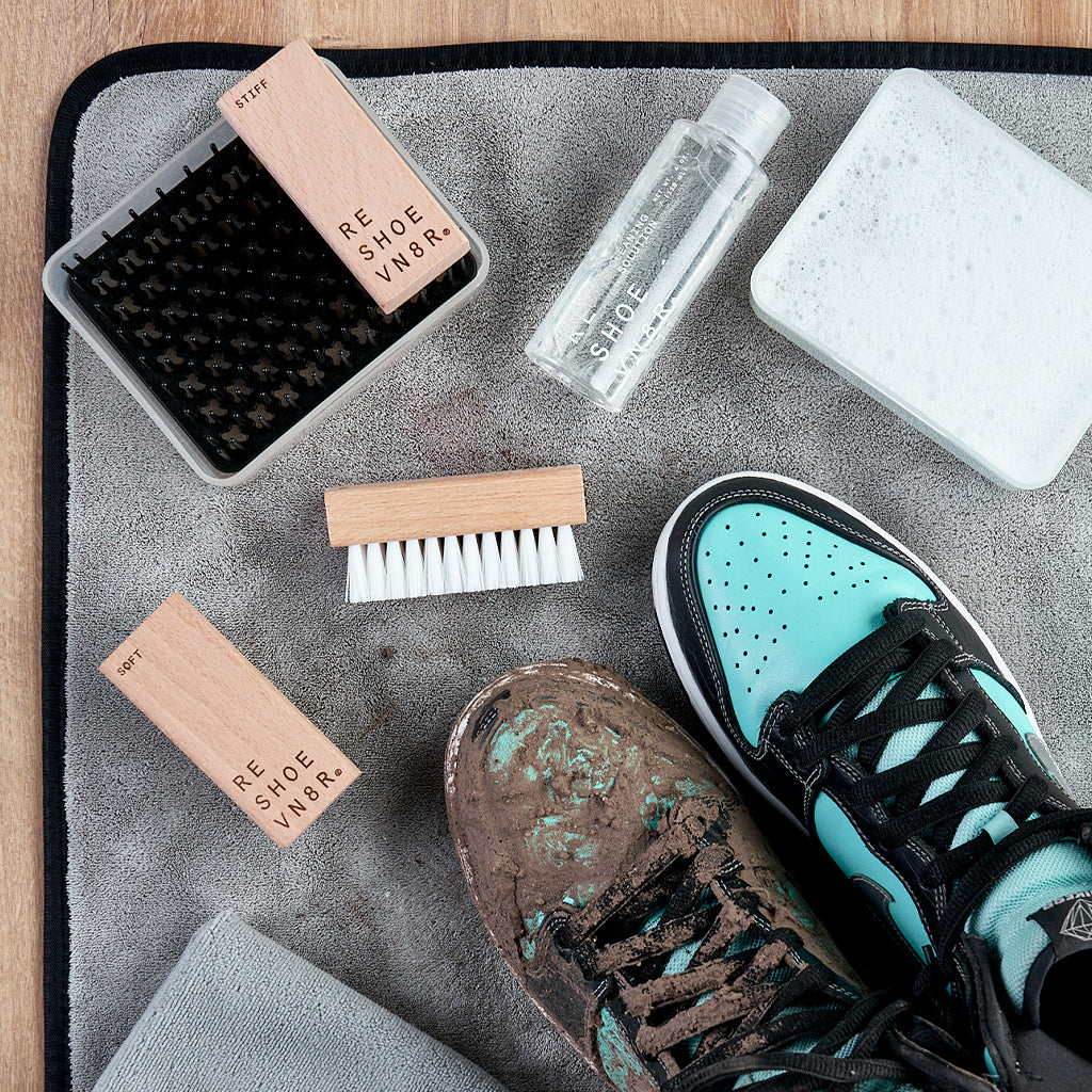 Reshoevn8r Essential Shoe Cleaning Kit | 3 Brushes, Solution, Towel