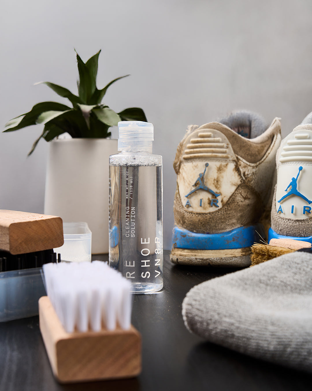 Reshoevn8r Essential Shoe Cleaning Kit | 3 Brushes, Solution, Towel